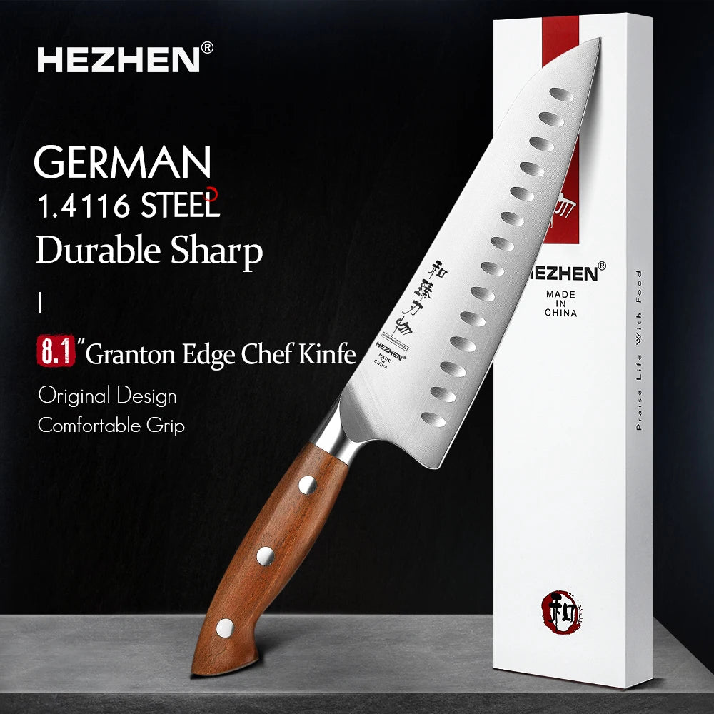 HEZHEN Küchenmesser mit Holzgriffen – einzeln oder als Set