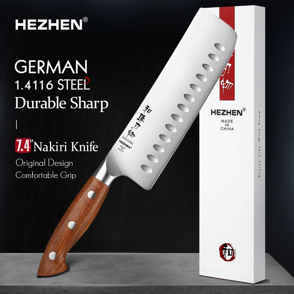 HEZHEN Küchenmesser mit Holzgriffen – einzeln oder als Set