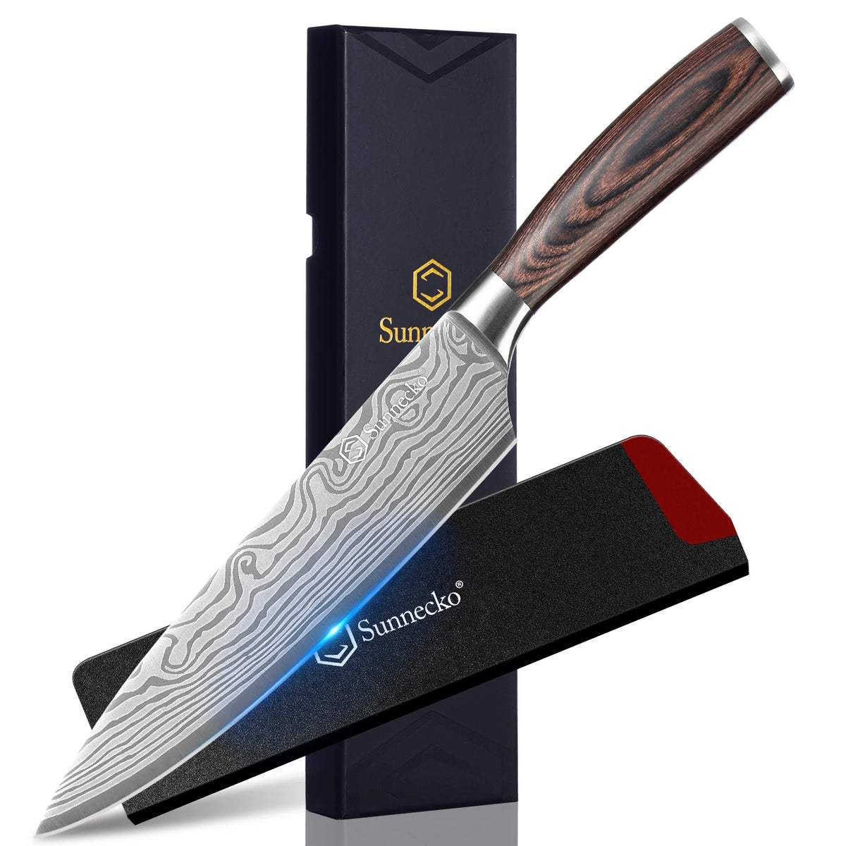 Sunnecko Kochmesser mit Holzoptik-Griff