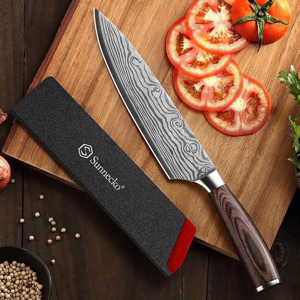 Sunnecko Kochmesser mit Holzoptik-Griff