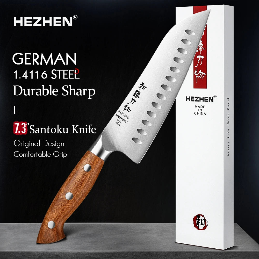 HEZHEN Küchenmesser mit Holzgriffen – einzeln oder als Set