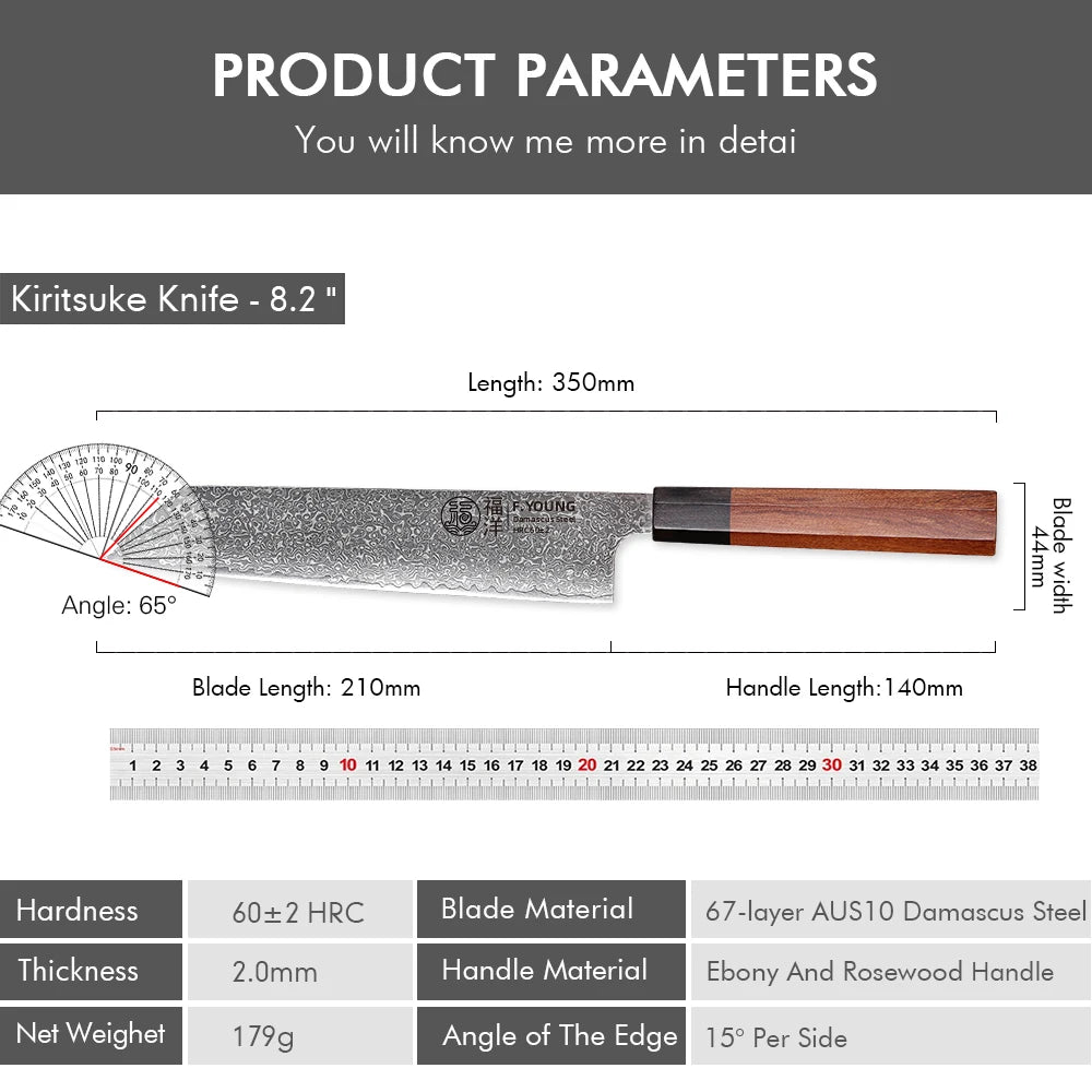 F.YOUNG Kiritsuke-Kochmesser – Modell KK8-QP04-FY