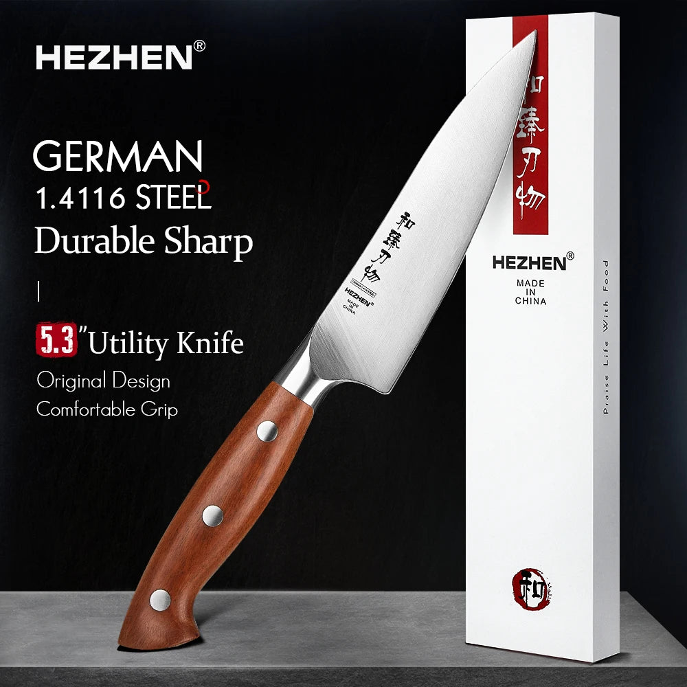 HEZHEN Küchenmesser mit Holzgriffen – einzeln oder als Set