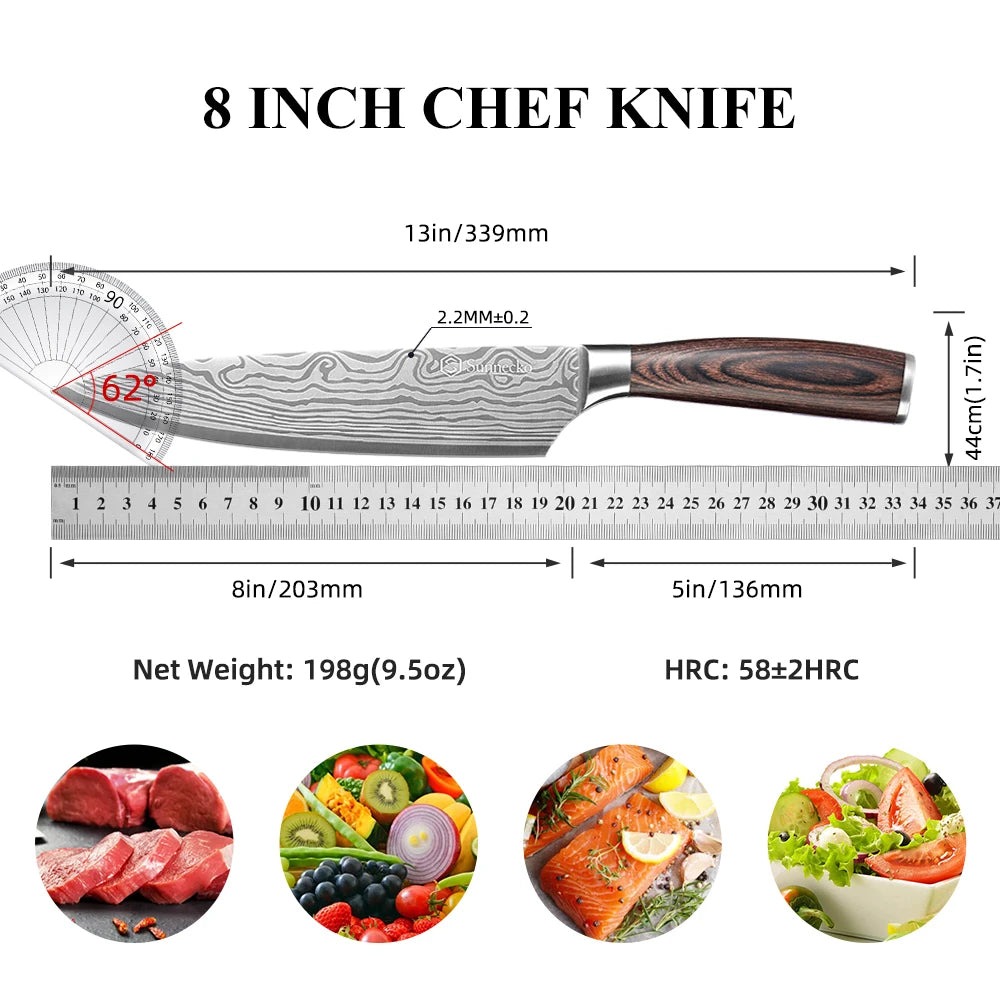 Sunnecko Kochmesser mit Holzoptik-Griff